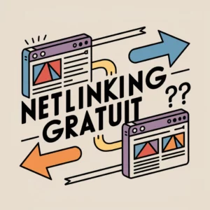 Illustration de netlinking gratuit avec des liens représentés par des flèches entre deux sites Internet